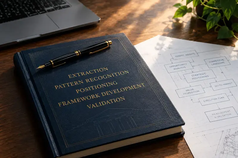 Notebook and pen on a warmly lit desk, representing the Phase One strategic audit of an executive's expertise